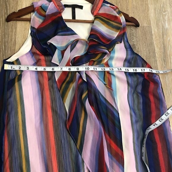 BCBG MAX AZRIA Mini tunic Dress cheer ruffle color block romantic stripe -S - Picture 11 of 16